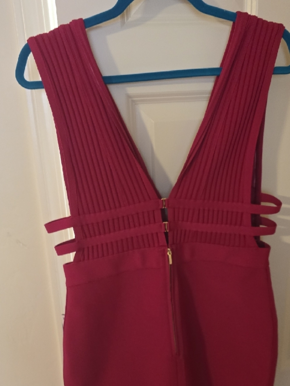 bebe Magenta Ribbed-Panel Backless Bodycon Dress - Picture 4 of 5